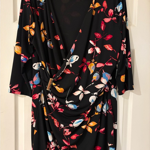 Jennifer Lopez Dresses & Skirts - Jennifer Lopez Red and Orange Bodycon Dress Cowl Neck 3/4 Sleeve XL